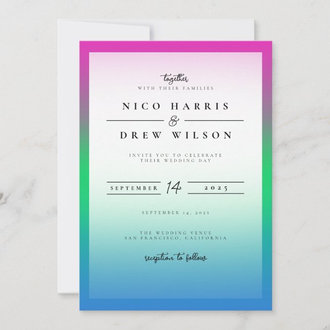 Invitación Orgullo Polisexual Elegante de Boda  (Anverso)