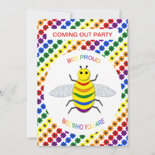 Invitación Orgullosa Abeja de arcoíris LGBT y flores salgan a