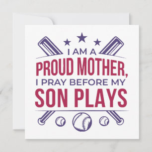 Invitación Orgullosa Madre De Béisbol Que Rezo Antes De Jugar