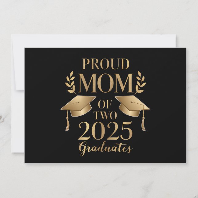 Invitación Orgullosa madre de dos gemelos graduados de 2025 (Anverso)