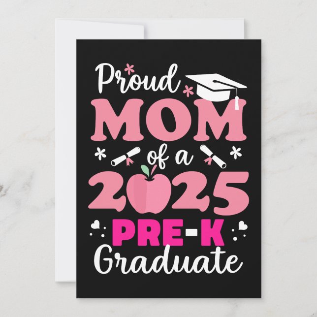 Invitación Orgullosa madre del graduado pre-K 2025 (Anverso)