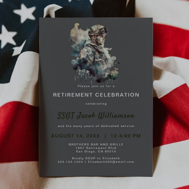 Invitación Orgullosa retirada de silueta militar (Subido por el creador)