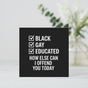 Invitación Orgulloso Apoyo divertido negro gay Derechos LGBTQ