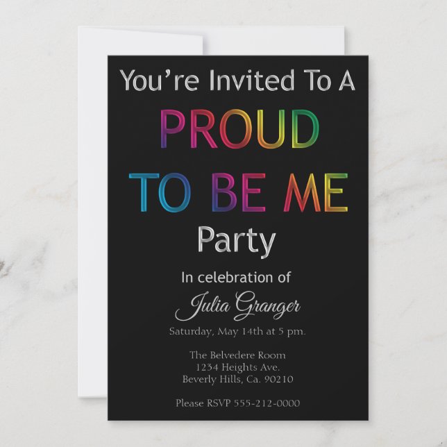 Invitación Orgulloso De Ser Yo Saliendo Fiesta (Anverso)