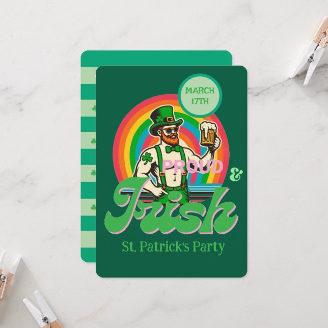 Invitación Orgulloso e irlandés St Patrick Personalizado LGBT (Anverso/Reverso In Situ)