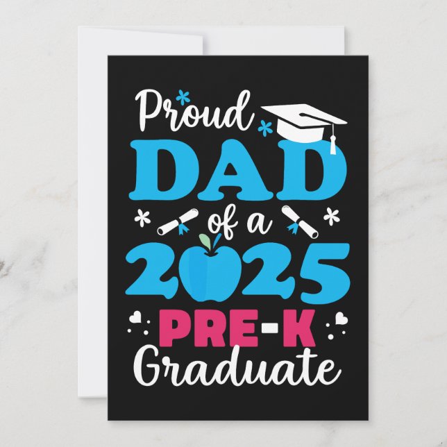Invitación Orgulloso padre del graduado de pre-K 2025 (Anverso)