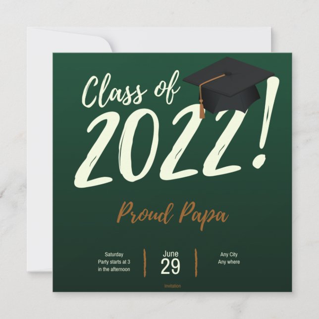 Invitación Orgulloso Papa De Una Clase De Graduación De 2022 (Anverso)