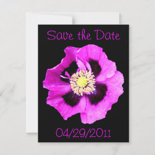 Invitación Oriental Poppy "Save the Date" negra