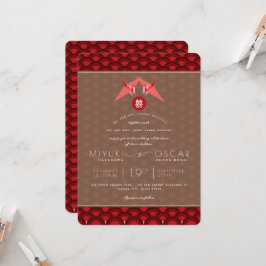 Invitación Origami Red Paper Cranes Vieira Boda Asiático