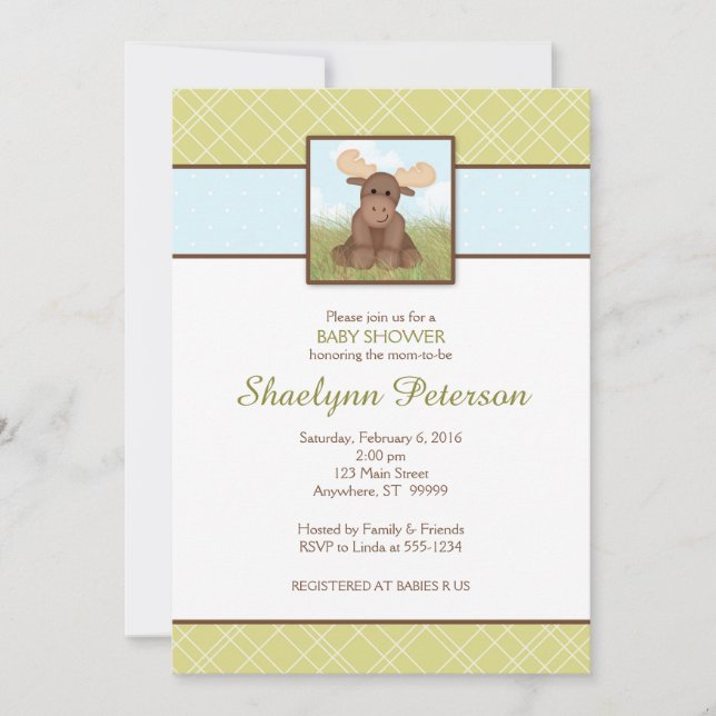Invitación original de Moose Baby Shower (Anverso)