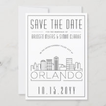 Orlando, Fl Boda Stylized Skyline Save-the Date