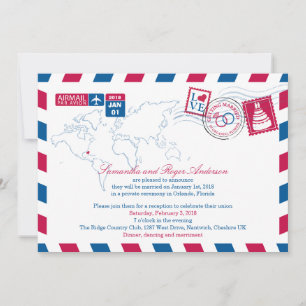Invitación Orlando Florida Correo Aéreo Recepción de Boda Pos