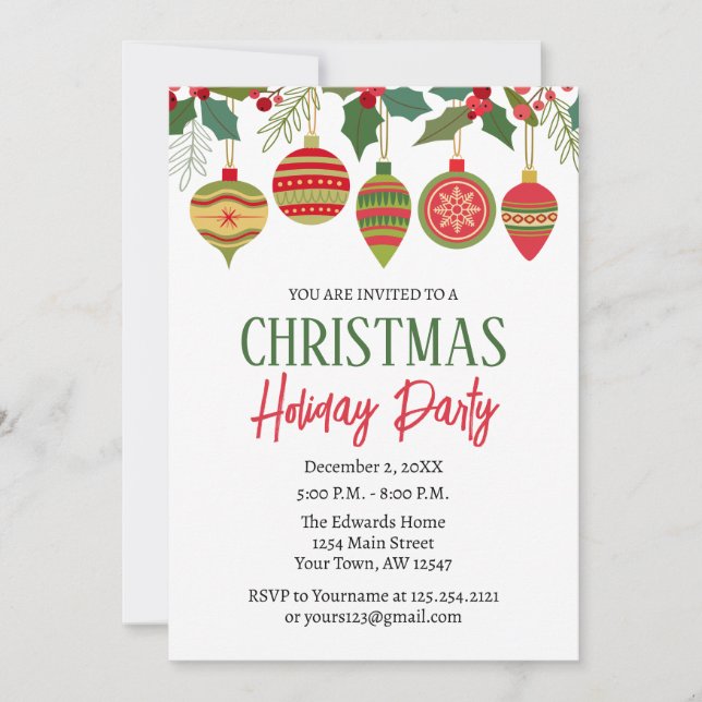 Invitación Ornament Christmas Holiday Invitation (Anverso)