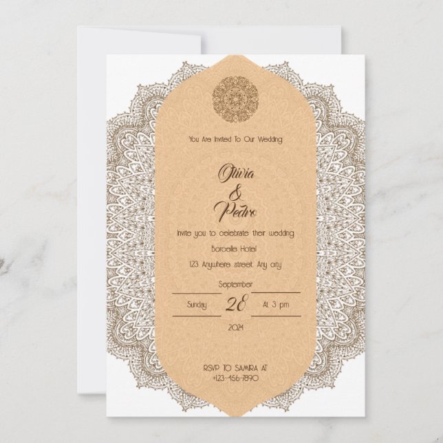Invitación Ornament elegante Wedding (Anverso)