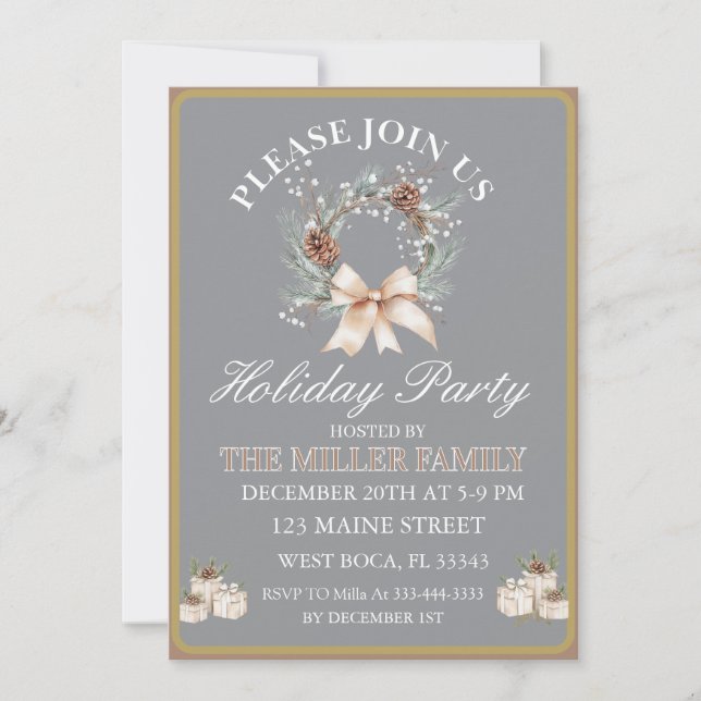 Invitación Ornament  Gold&Silver Christmas Party  (Anverso)