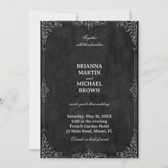 Invitación Ornamental Noir Vintage (Anverso)