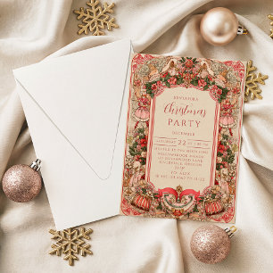 Invitación Ornamento Botánico Elegante Navidad