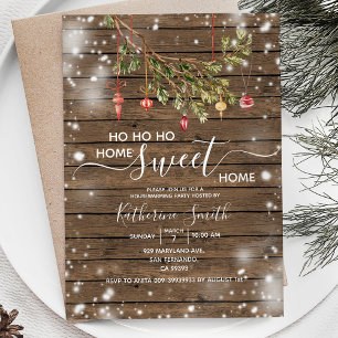 Invitación Ornamento de Navidad de Madera Fiesta de Calentami