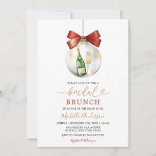 Invitación Ornamento de Navidad Elegante Brunch de Prosecco N