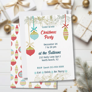 Invitación Ornamento de Navidad retro