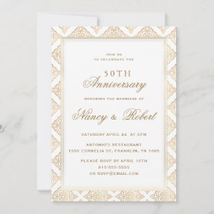 Invitación Ornamento dorado marco 50 aniversario Boda