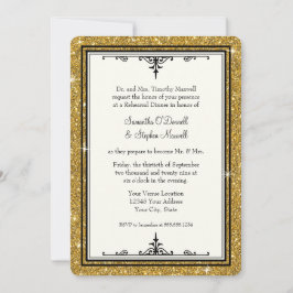 Invitación Ornamento dorado Purpurina Clásico a rayas