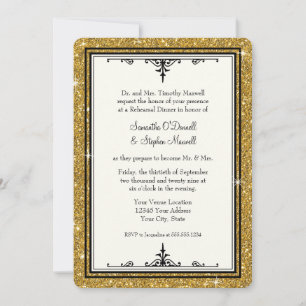 Invitación Ornamento dorado Purpurina Clásico a rayas