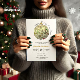 Invitación Ornamento elegante moderno de Navidades de oro