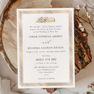 Invitación Ornamento Islámico Elegante Vintage Dorado Boda