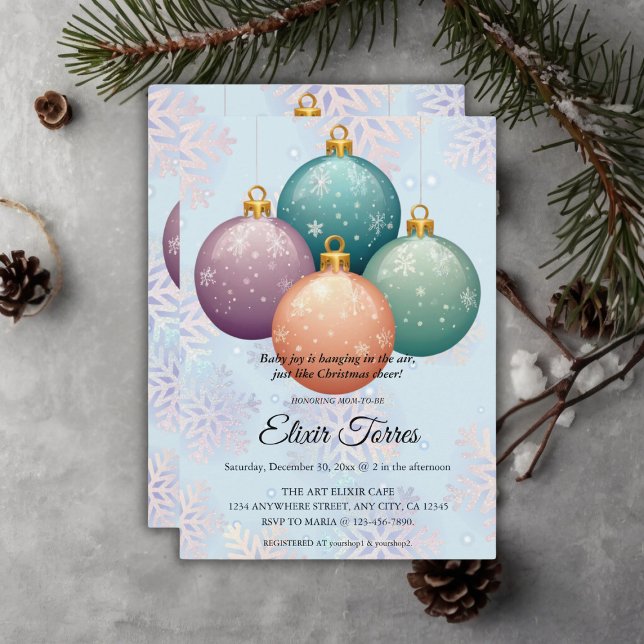 Invitación Ornamento moderno de Navidad Pastel Baby Shower (Subido por el creador)