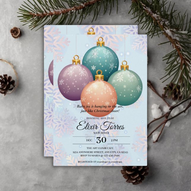 Invitación Ornamento moderno de Navidad Pastel Baby Shower (Subido por el creador)