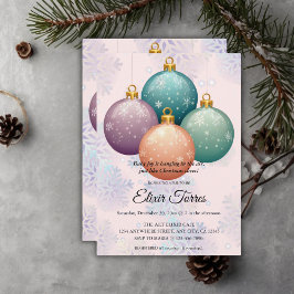 Invitación Ornamento moderno de Navidad Pastel Baby Shower