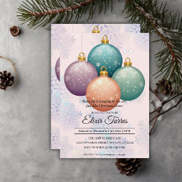 Invitación Ornamento moderno de Navidad Pastel Baby Shower