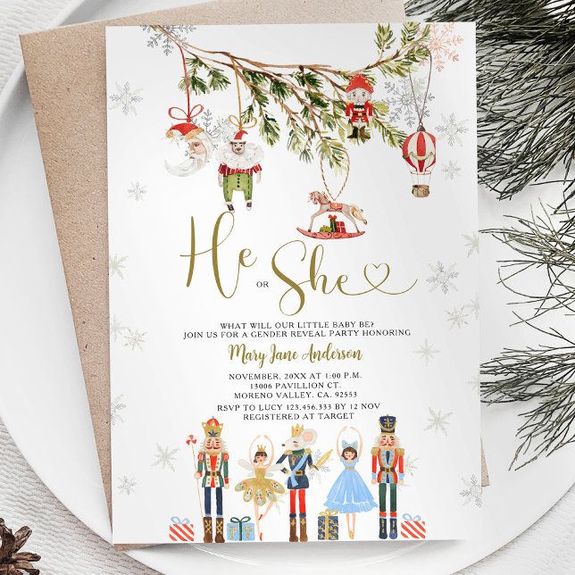 Invitación Ornamento navideño de invierno revelado por su gén (Subido por el creador)