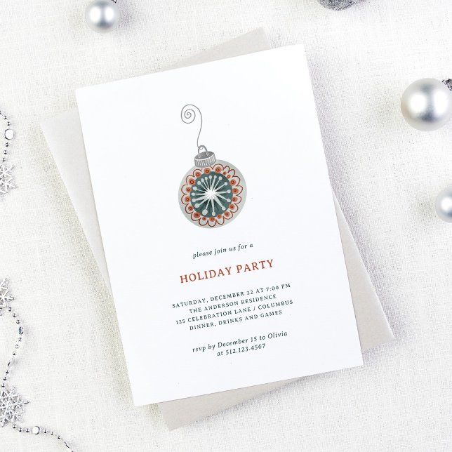 Invitación Ornamento navideño minimalista | Fiesta de vacacio (A minimalist and elegant holiday party invitation)