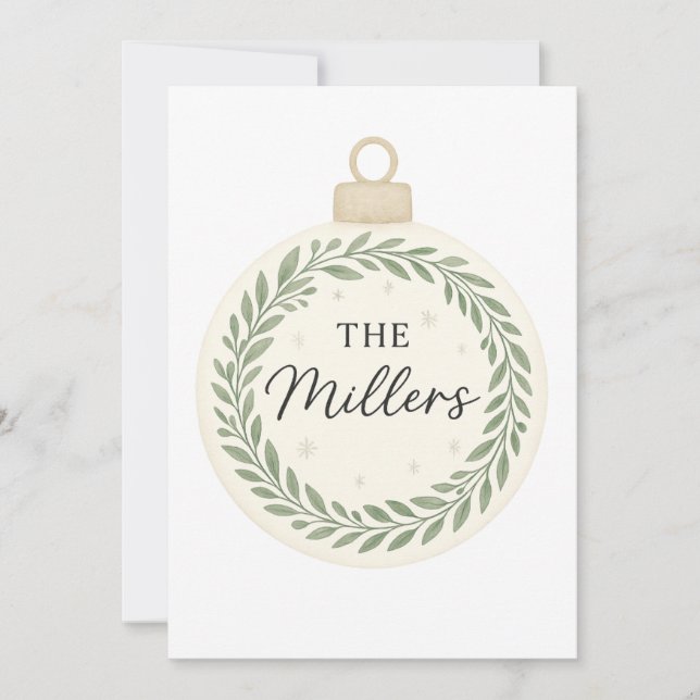 Invitación Ornamento navideño personalizado - Wreath y Fami v (Anverso)