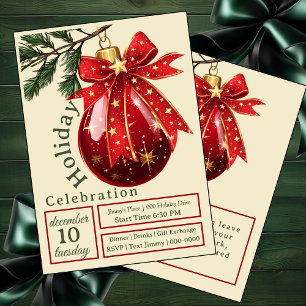 Invitación Ornamento rojo de celebración de festividades con 