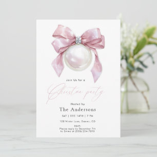 Invitación Ornamento Rosa Elegante Fiesta de Navidad