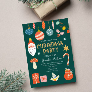 Invitación Ornamento y luces de fiesta navideña de navidades
