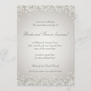 Invitación Ornamento y Perlas   Cena de ensayo Boda