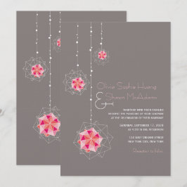 Invitación Ornamentos colgantes de color rosa alumbran a Boda