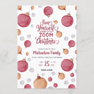 Invitación Ornamentos de acuarela de Navidades virtuales mode