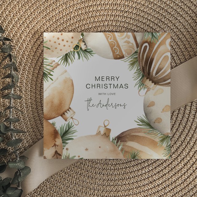 Invitación Ornamentos de árbol de Navidad crema y oro (Subido por el creador)