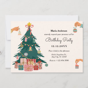 Invitación Ornamentos de árbol de Navidad decoración cumpleañ