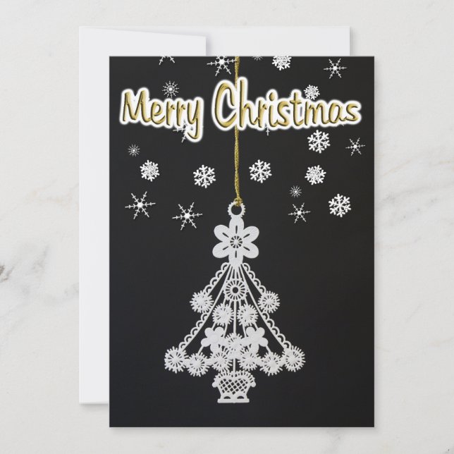 Invitación Ornamentos de árbol y copos de nieve (Anverso)