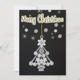 Invitación Ornamentos de árbol y copos de nieve