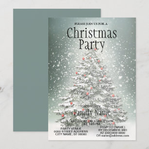 Invitación Ornamentos de color verde del árbol de Navidad Nie
