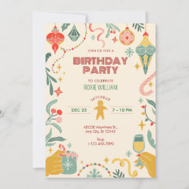 Invitación Ornamentos de fiesta de cumpleaños de navidades In