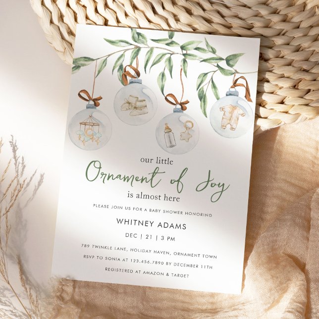 Invitación Ornamentos de invierno acuarela Baby Shower (Subido por el creador)