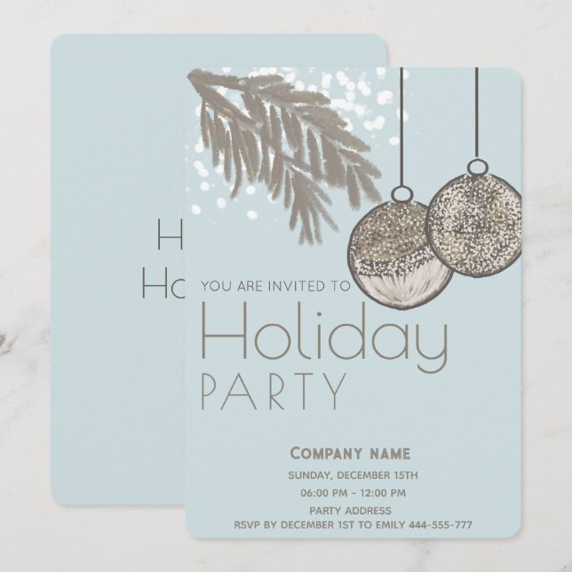 Invitación Ornamentos de la nieve de la acuarela Boho Holiday (Anverso / Reverso)
